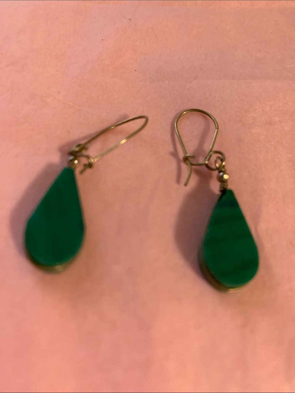 Green Teardrop Dangle Earrings - Unbranded